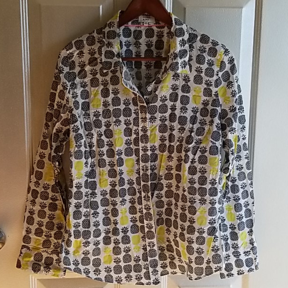 Pineapple print button down